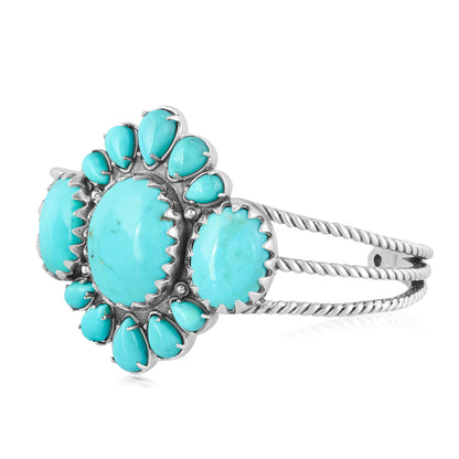 EXCLUSIVELY OURS! Sterling Silver Oval and Pear Kingman Turquoise Cuff Bracelet