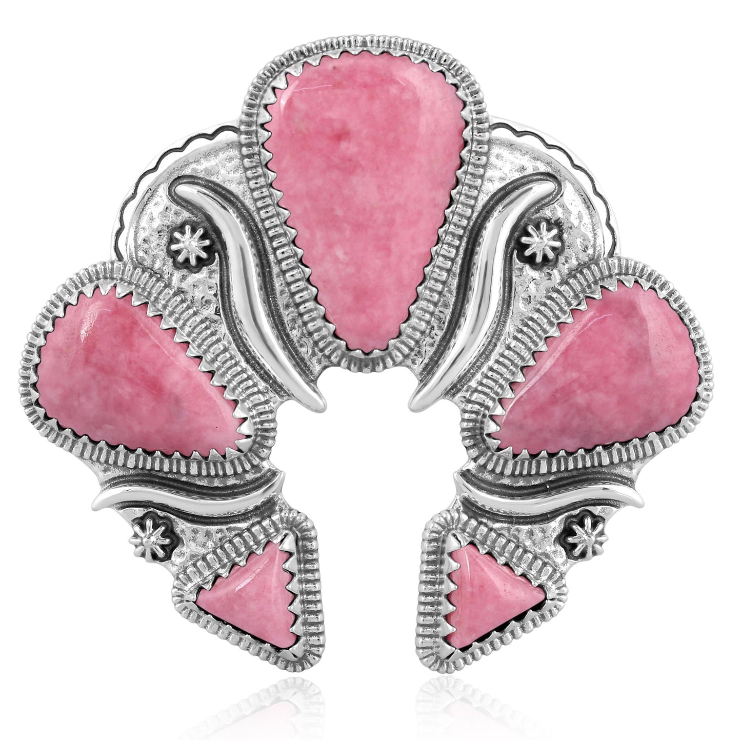 Sterling Silver Rhodonite Soft Triangle Naja Pendant Enhancer