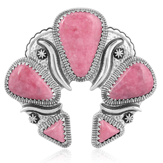 Sterling Silver Rhodonite Soft Triangle Naja Pendant Enhancer