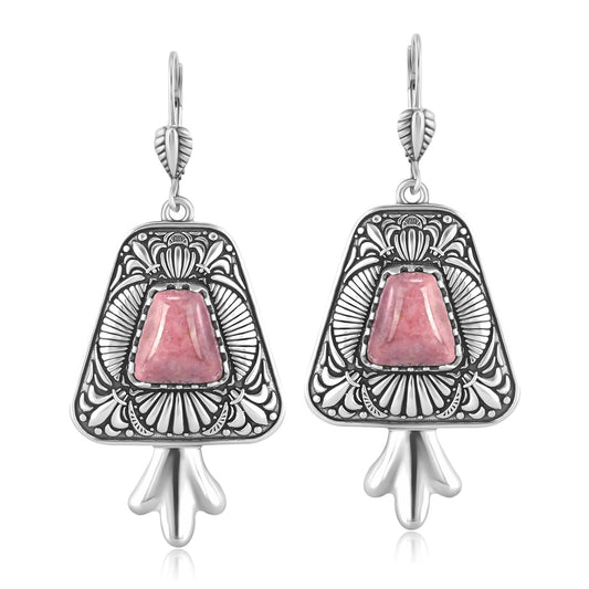 Sterling Silver Rhodonite Trapeziod Earrings