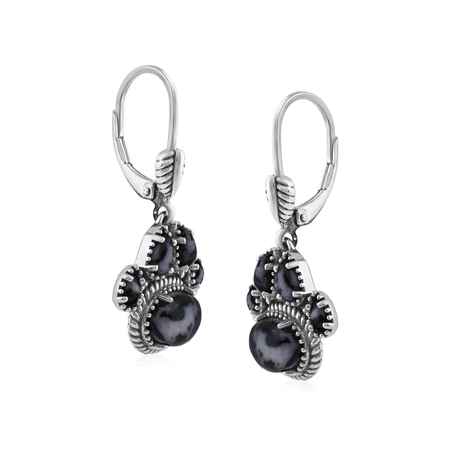 Sterling Silver White Buffalo Pawprint Lever Back Earrings