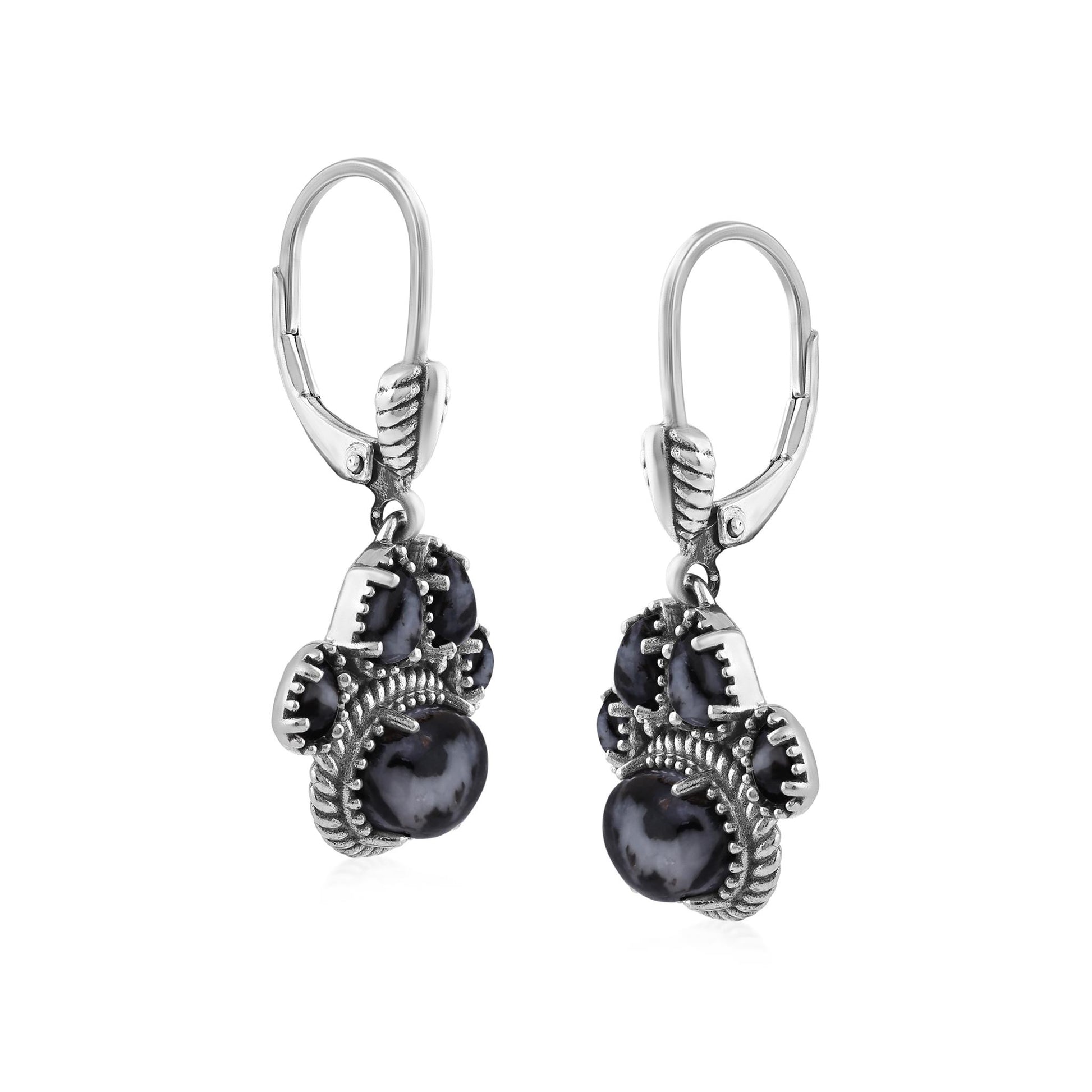 Sterling Silver White Buffalo Pawprint Lever Back Earrings