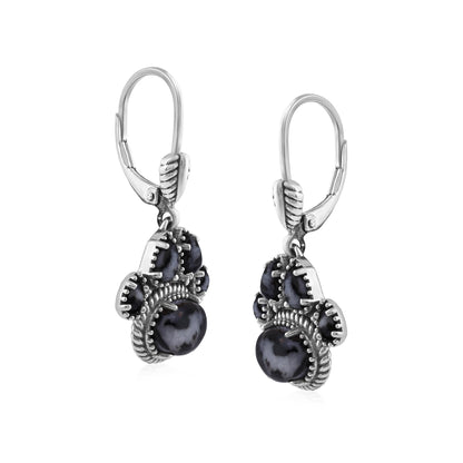 Sterling Silver White Buffalo Pawprint Lever Back Earrings