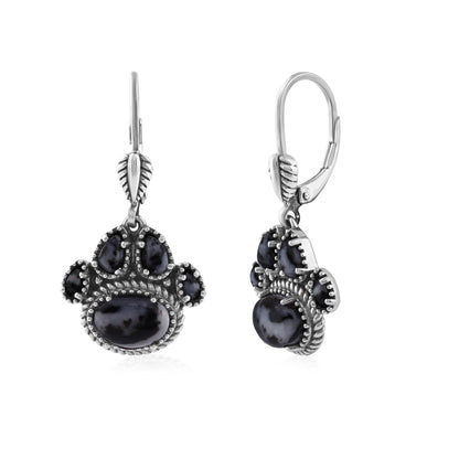 Sterling Silver White Buffalo Pawprint Lever Back Earrings