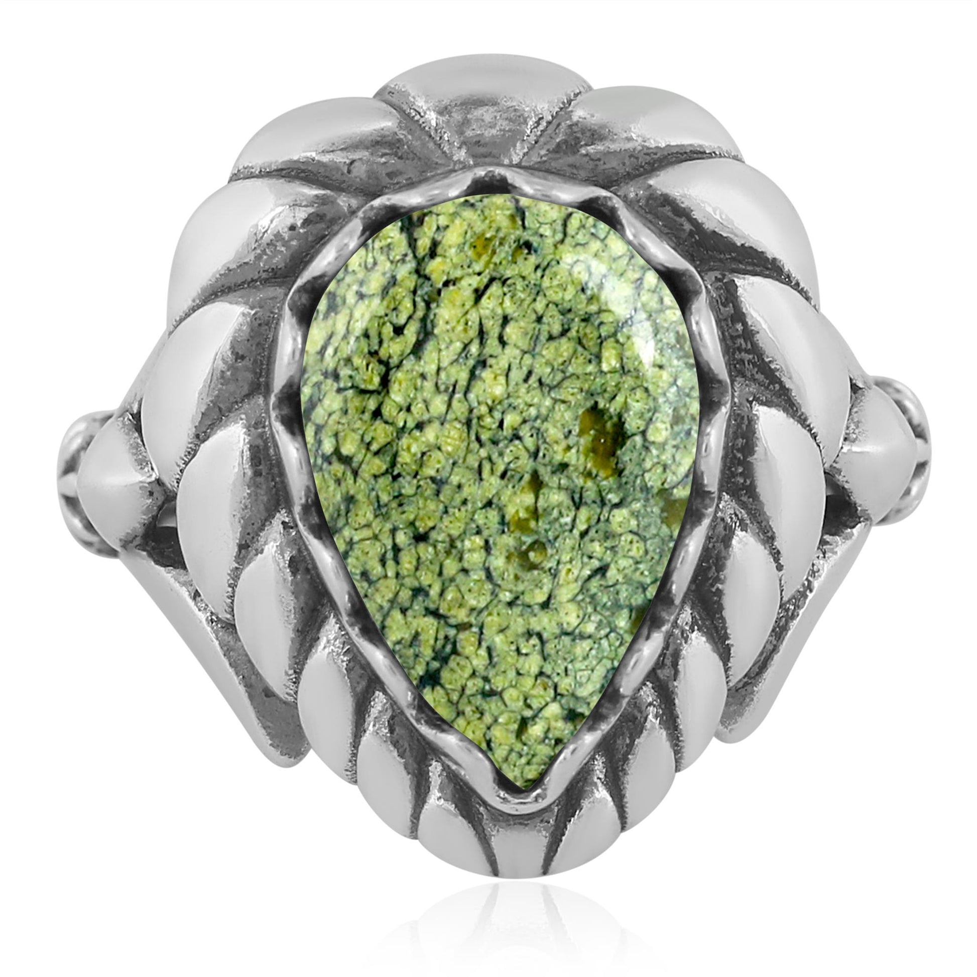 Sterling Silver Serpentine Pear Cut Rope Ring