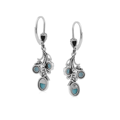 Sterling Silver Amazonite Leaf and Concha Cascading Earrings