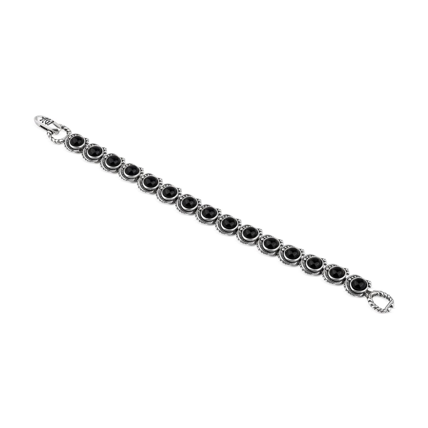EXCLUSIVELY OURS! Sterling Silver Black Onyx Round Cabochon Tennis Bracelet, Sizes Small to Large