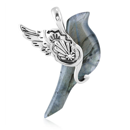 Sterling Silver Labradorite Spirit Bird Pendant Enhancer