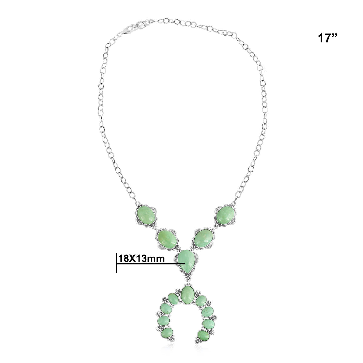 Sterling Silver Green Turquoise V-Shaped Naja Necklace
