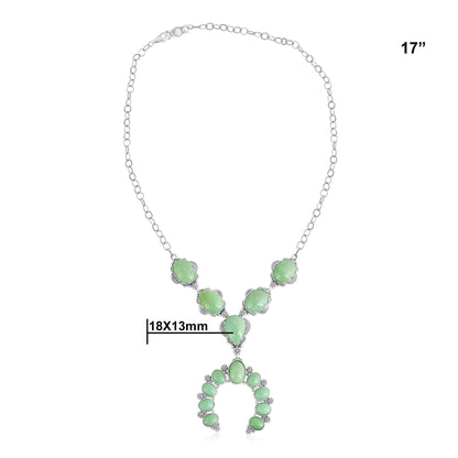 Sterling Silver Green Turquoise V-Shaped Naja Necklace