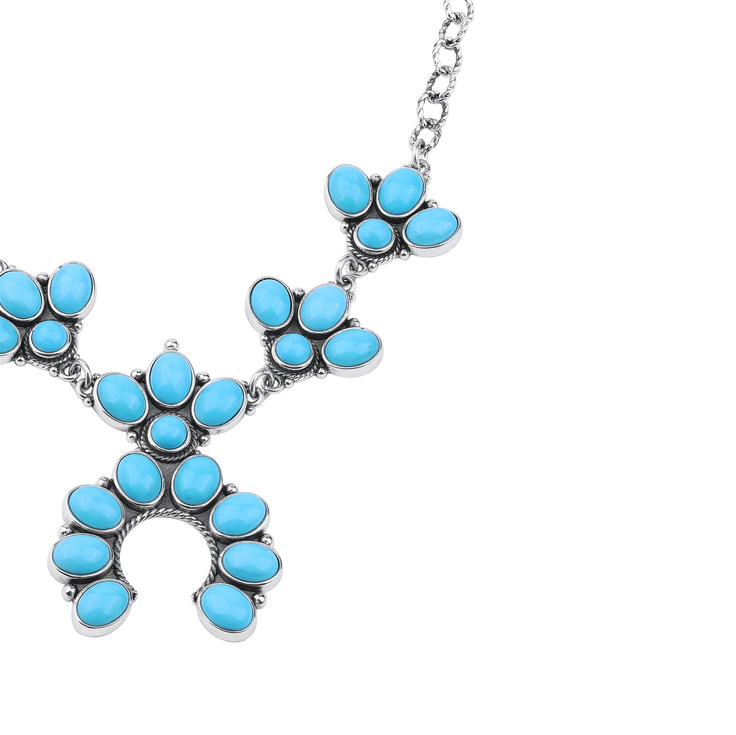 LIMITED EDITION! Sterling Silver Sleeping Beauty Turquoise Cluster Naja Necklace, 18 Inches