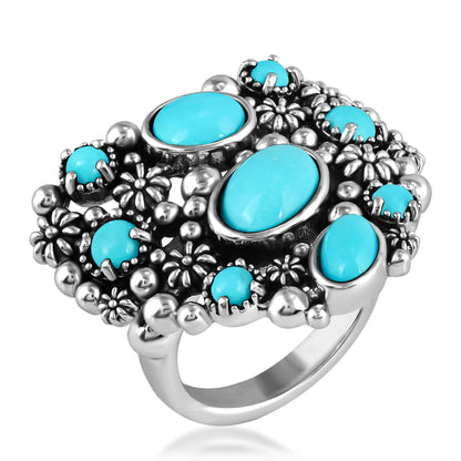 Sterling Silver Sleeping Beauty Turquoise Heart Ring