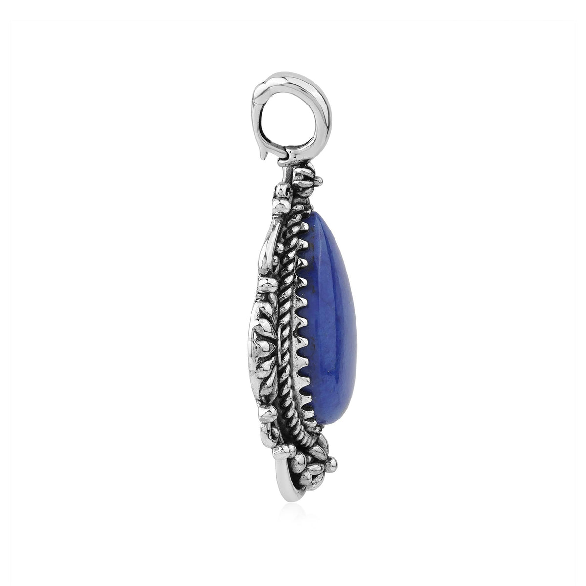 Sterling Silver Lapis Oval Gemstone Concha Pendant Enhancer 