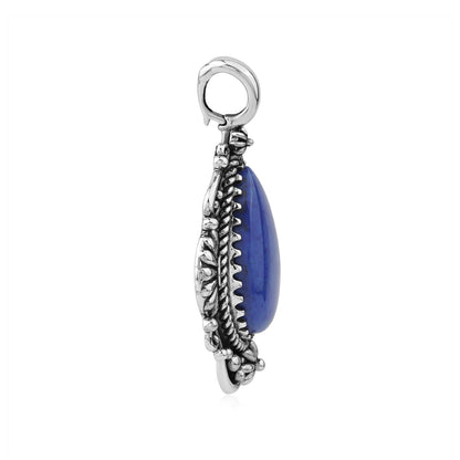 Sterling Silver Lapis Oval Gemstone Concha Pendant Enhancer 