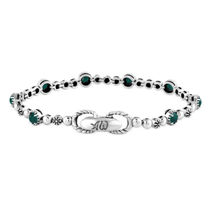 Sterling Silver Chrysocolla Round Beaded Bracelet
