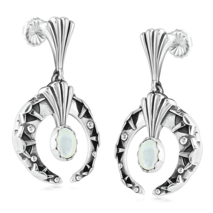 Sterling Silver Mother of Pearl Fritz Casuse Oval Gemstone Naja Earrings