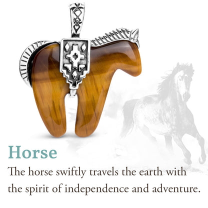 Sterling Silver Red Jasper Gemstone Spirit Horse Pendant Enhancer