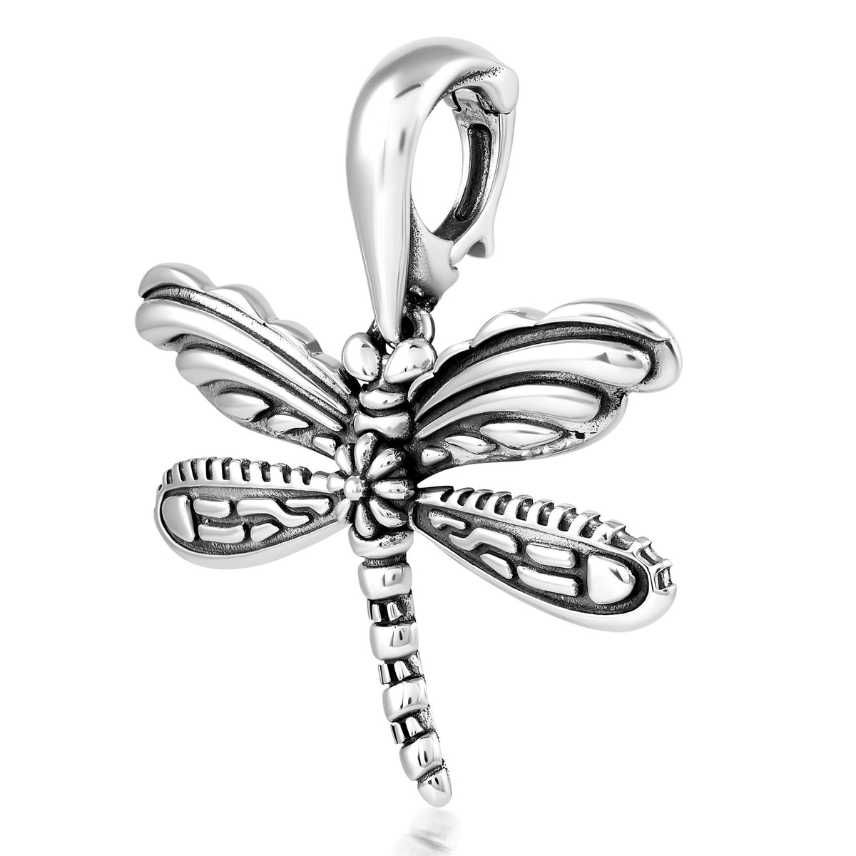 Sterling Silver Dragonfly Textured Pendant Enhancer