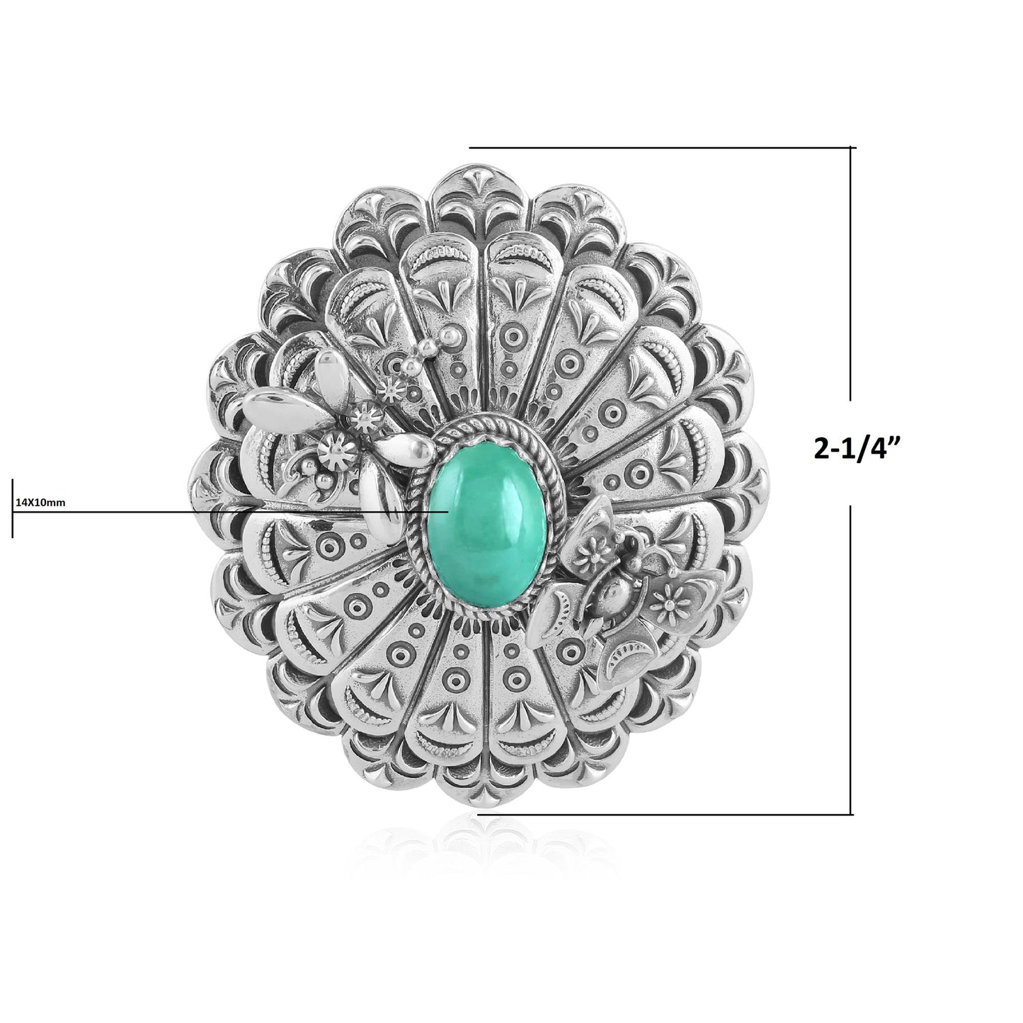 Sterling Silver Green Turquoise Butterfly and Dragonfly Pendant Enhancer