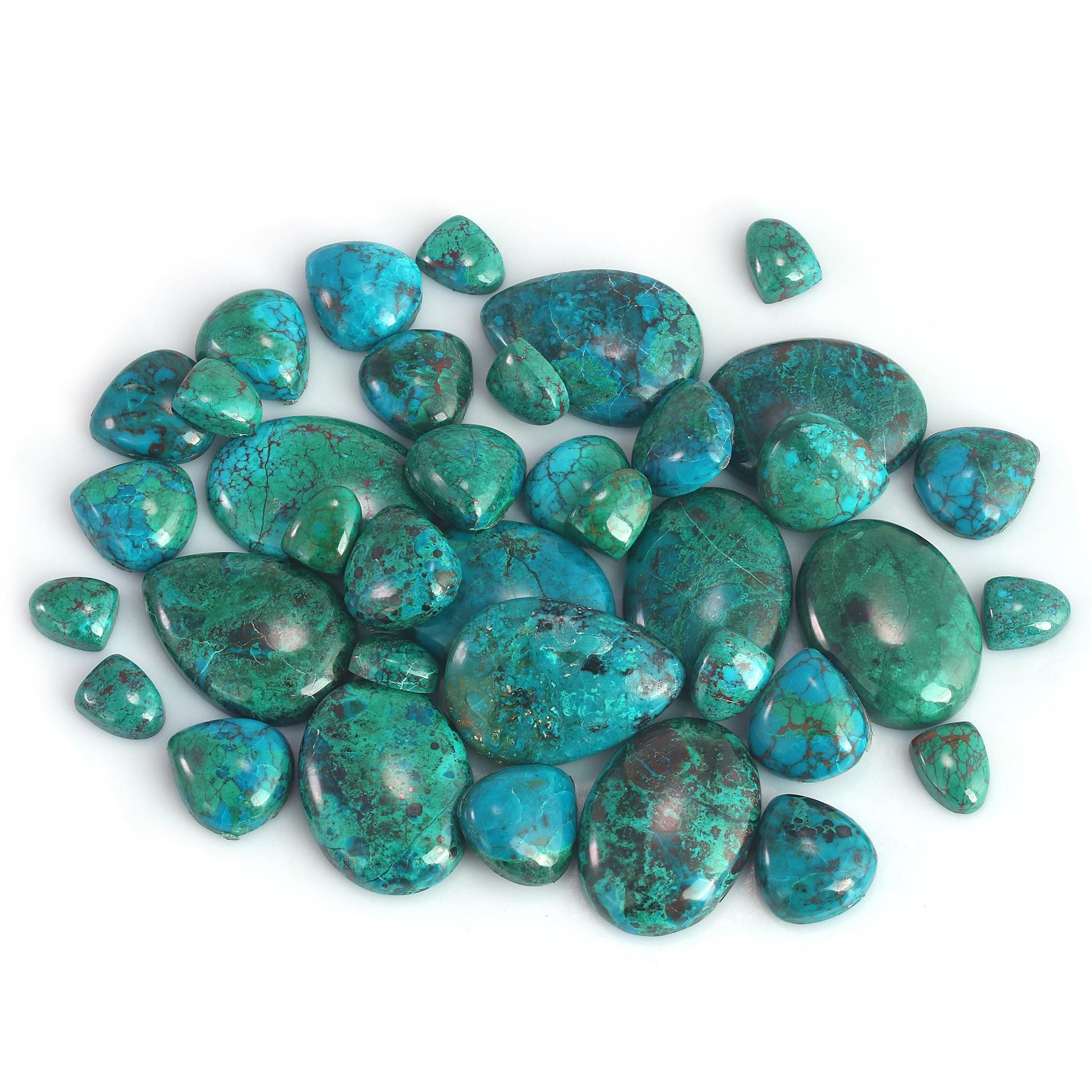 Sterling Silver Chrysocolla Trillion Cut Post Earrings