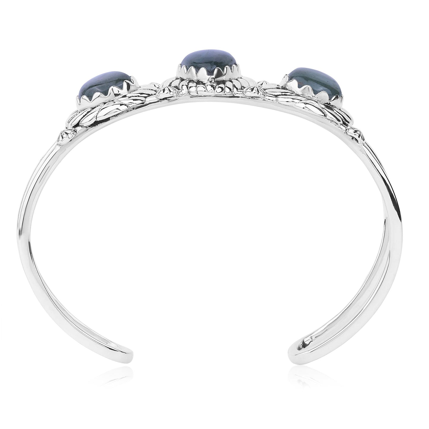 LIMITED EDITION! Sterling Silver Labradorite Pear Cut Rope Design Cuff Bracelet, Sizes Small to Large