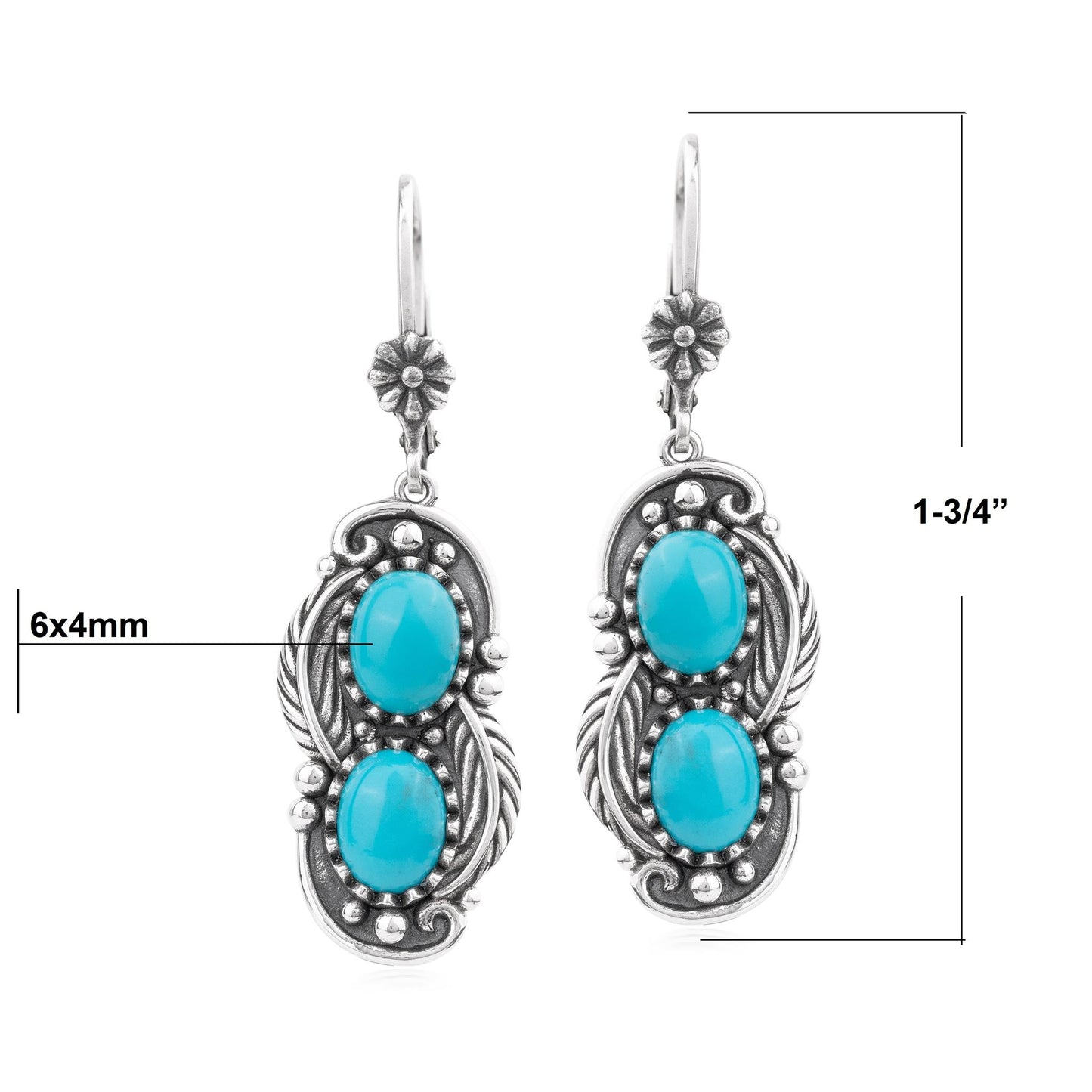EXCLUSIVELY OURS! Sterling Silver Sleeping Beauty Turquoise Double Oval Lever Back Earrings