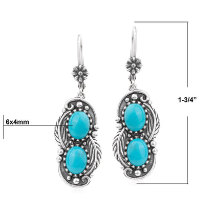 EXCLUSIVELY OURS! Sterling Silver Sleeping Beauty Turquoise Double Oval Lever Back Earrings