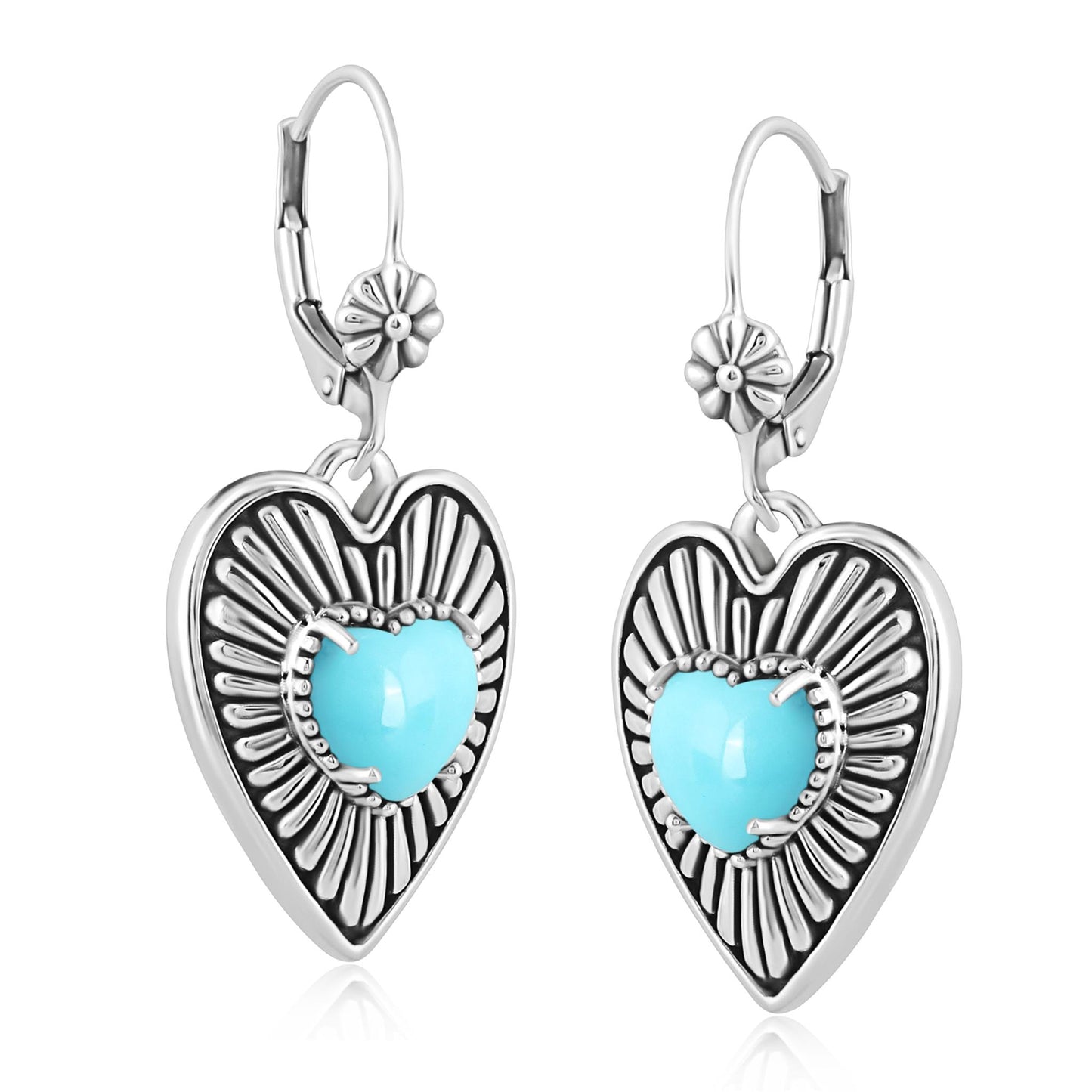 EXCLUSIVELY OURS! Sterling Silver Sleeping Beauty Turquoise Bold Heart Earrings