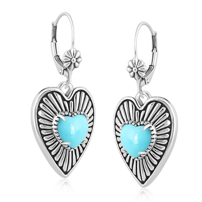 EXCLUSIVELY OURS! Sterling Silver Sleeping Beauty Turquoise Bold Heart Earrings
