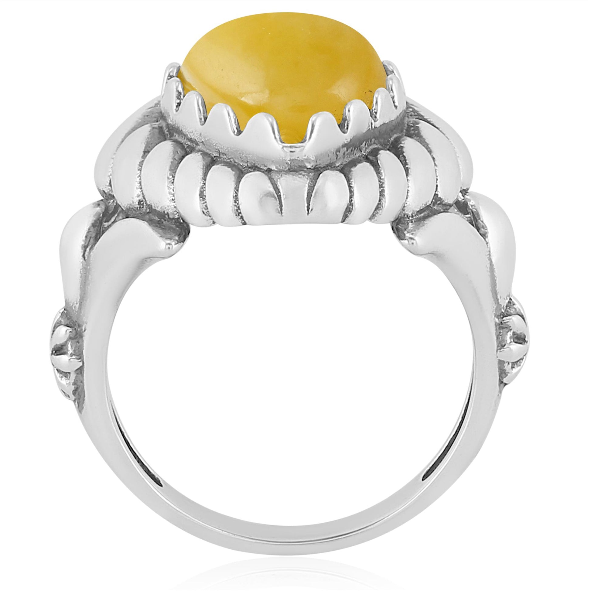 Sterling Silver Yellow Jasper Pear Cut Rope Ring