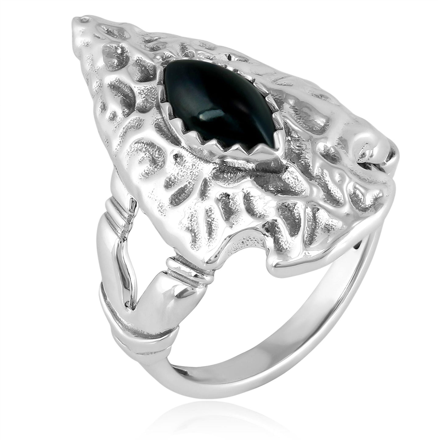 EXCLUSIVELY OURS! Sterling Silver Black Onyx Fritz Casuse Arrowhead Ring Sizes 5 to 10