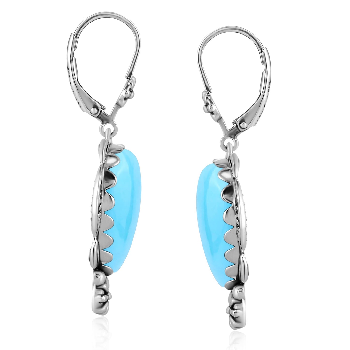 LIMITED EDITION! Sterling Silver Kingman Turquoise Pear-Cut Concha Earrings