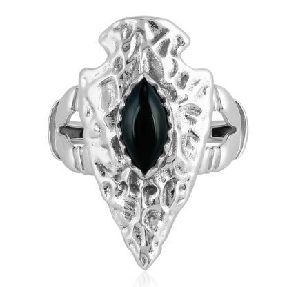 EXCLUSIVELY OURS! Sterling Silver Black Onyx Fritz Casuse Arrowhead Ring Sizes 5 to 10