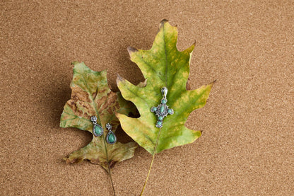 EXCLUSIVELY OURS! Sterling Silver Green Turquoise Pear-Cut Dangle Earrings