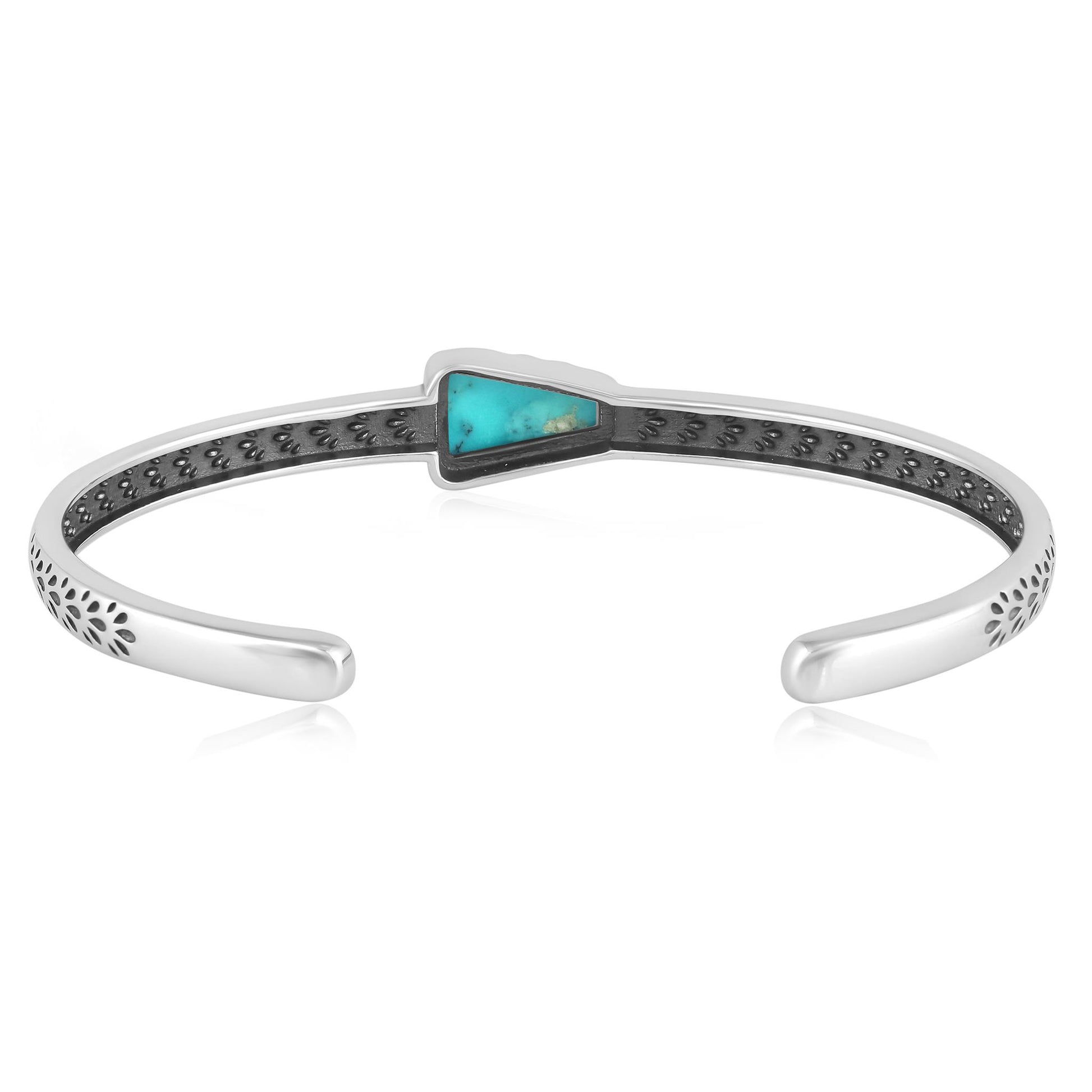 Sterling Silver Kingman Turquoise Fancy Cut Stackable Cuff Bracelet, Sizes Small to Large