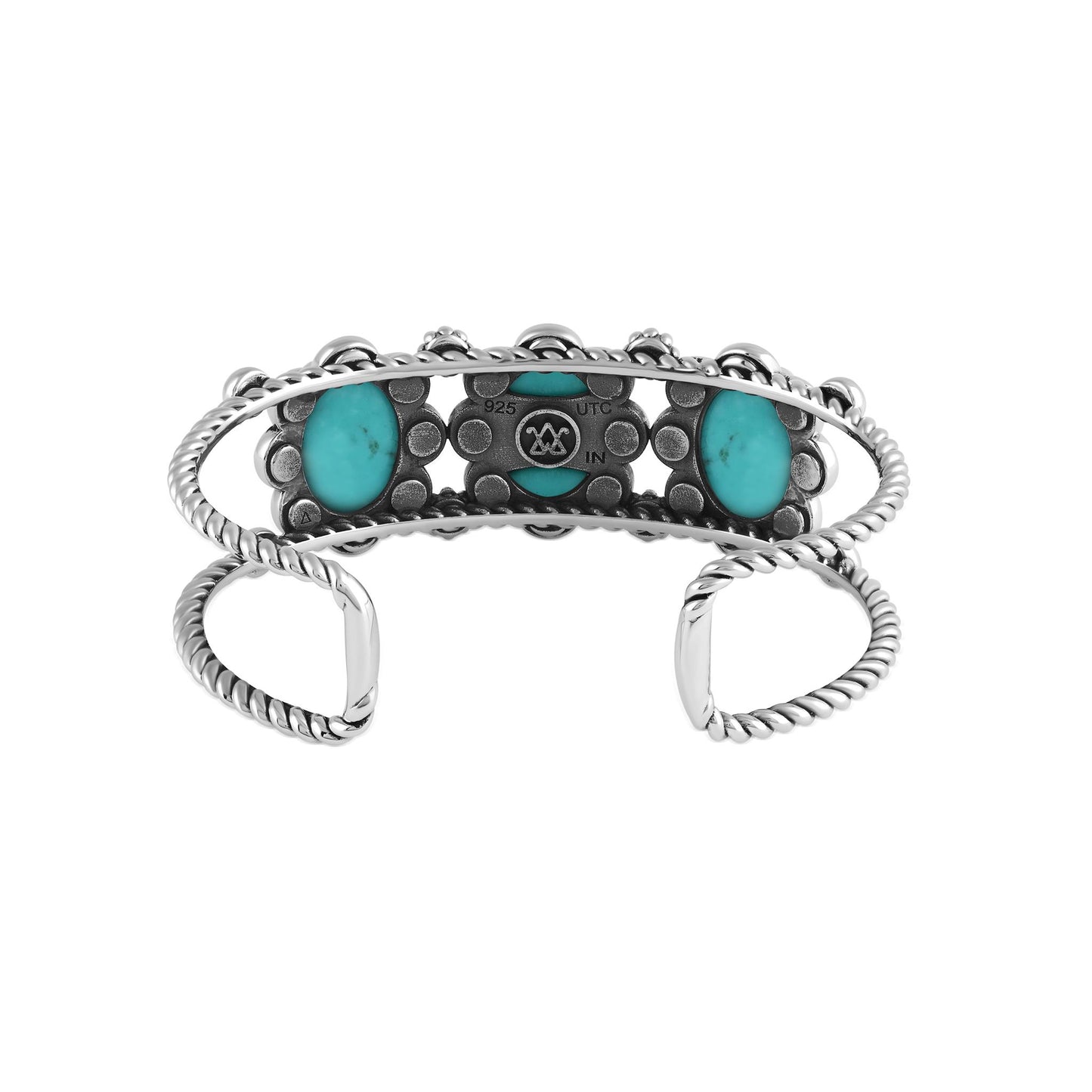 Sterling Silver Kingman Turquoise Oval Scallop Concha Cuff Bracelet