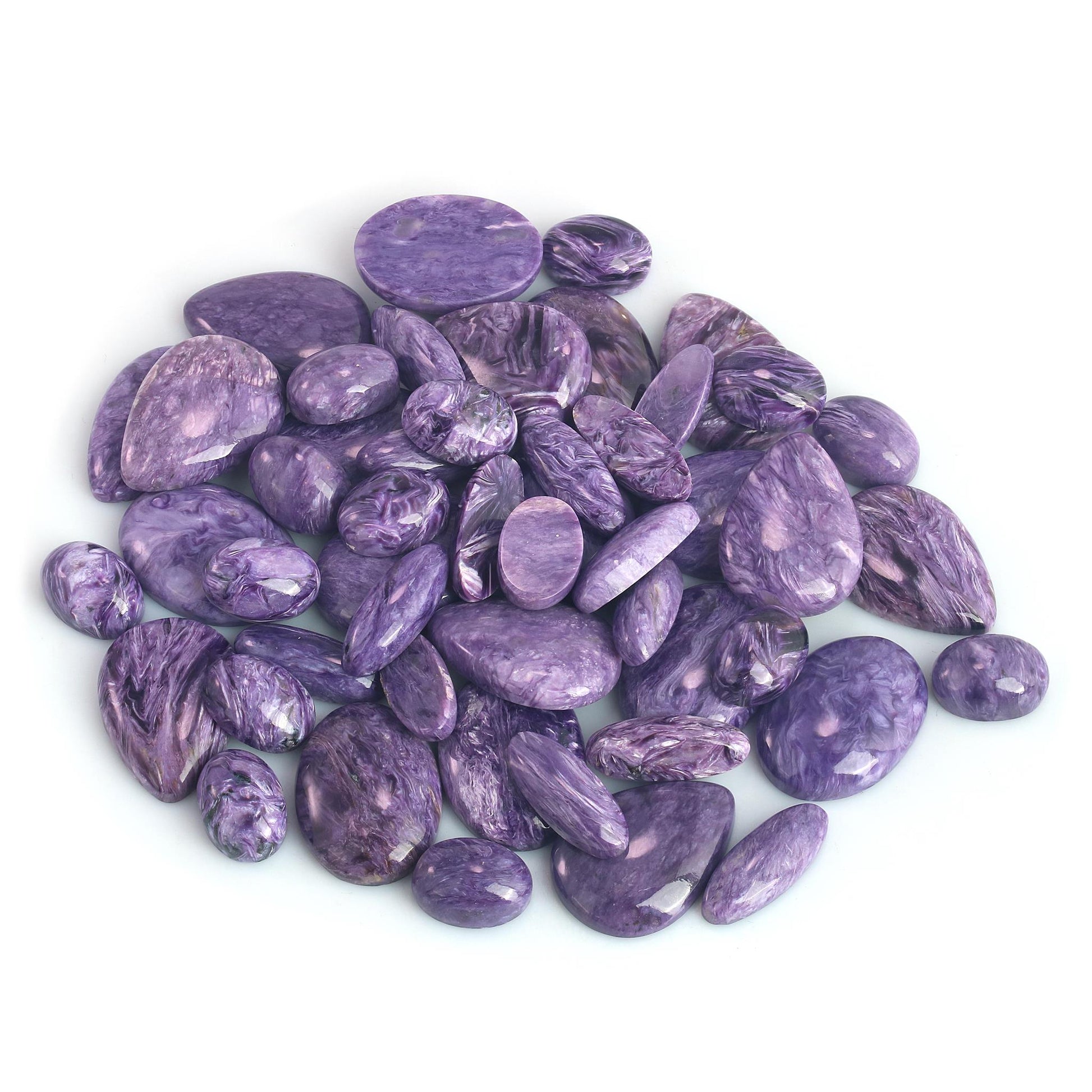 EXCLUSIVELY OURS! Sterling Silver Charoite and Phosphosiderite Trillion, Pear and Oval Stud Earrings