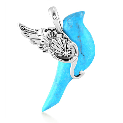 Sterling Silver Kingman Turquoise Spirit Bird Pendant Enhancer