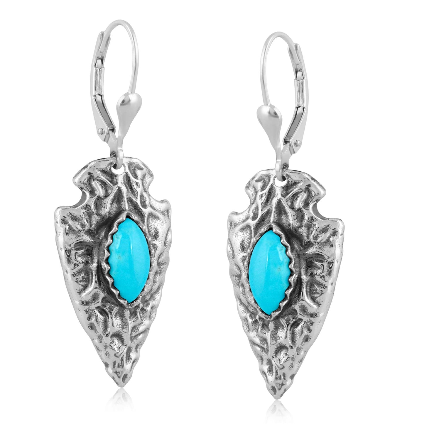 EXCLUSIVELY OURS! Sterling Silver Kingman Turquoise Fritz Casuse Arrowhead Lever Back Earrings