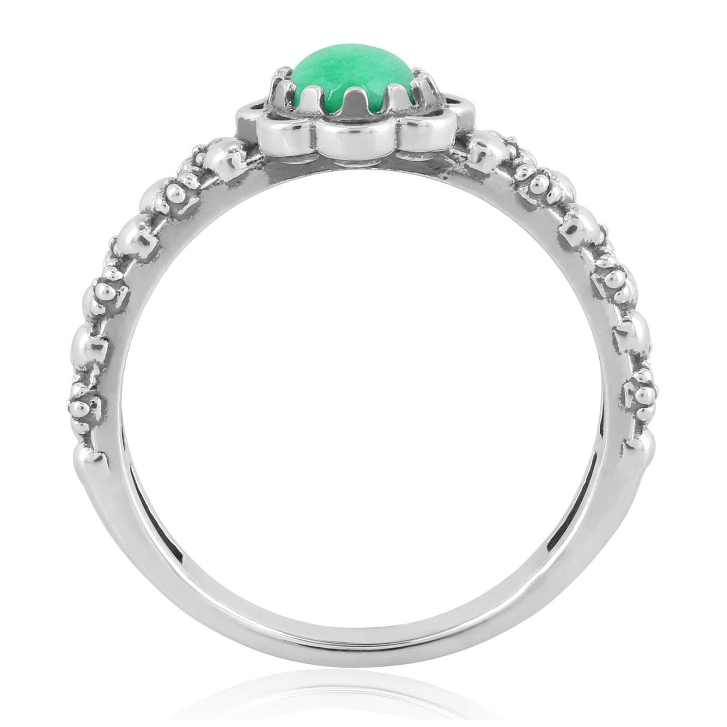 Sterling Silver Variscite Double Row Concha Flower Ring