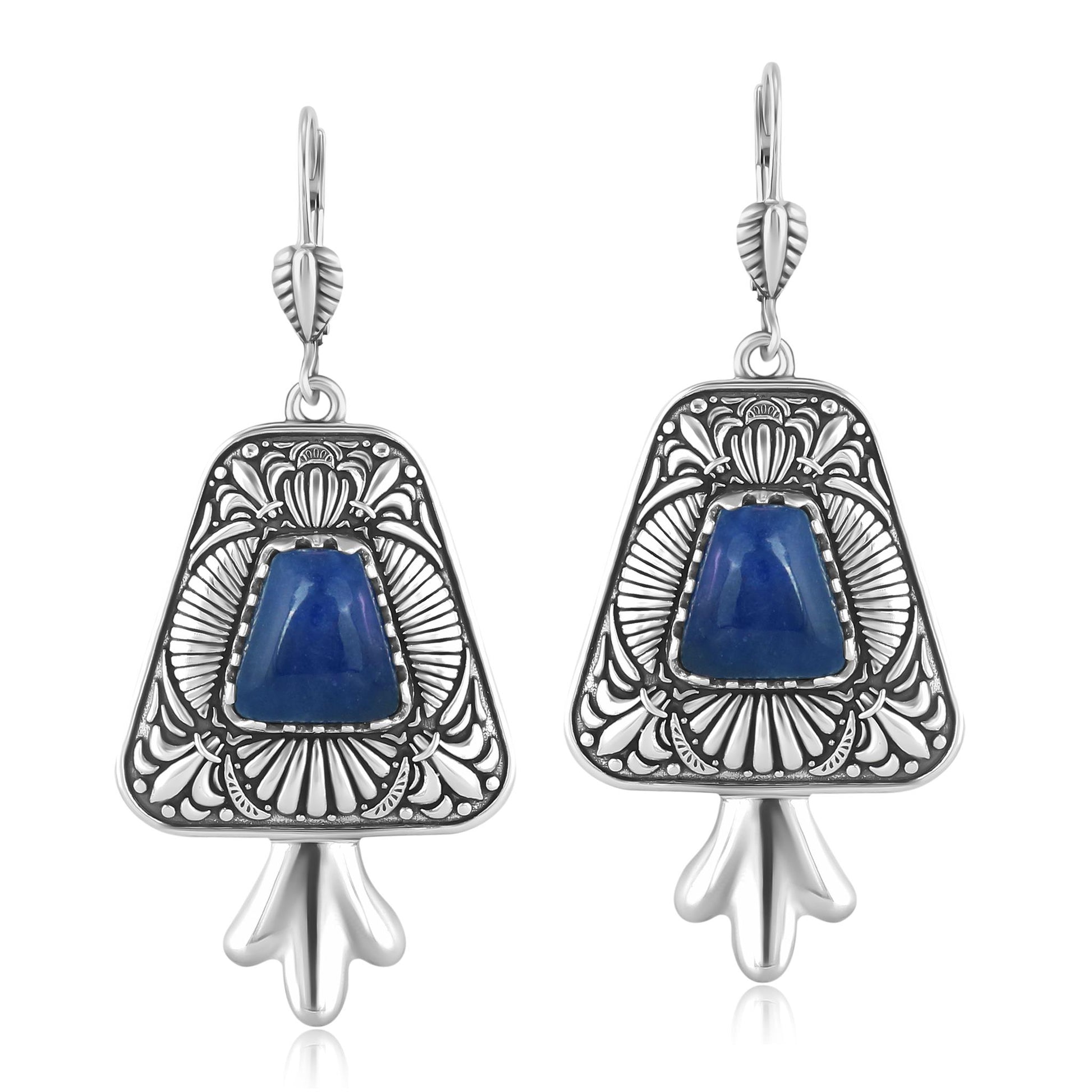 Sterling Silver Sodalite Trapeziod Earrings