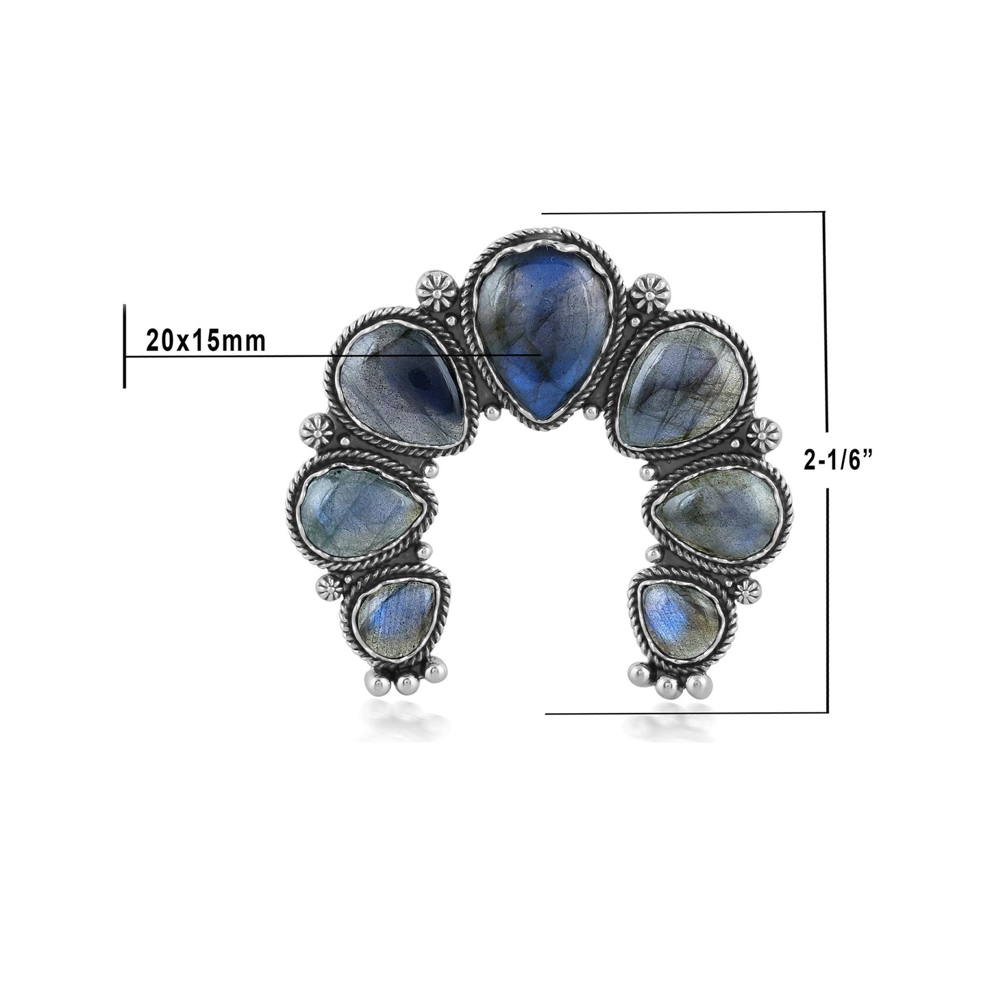 Sterling Silver Labradorite Large Naja Pendant Enhancer