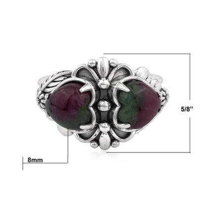 EXCLUSIVELY OURS! Sterling Silver Ruby Zoisite Double Heart Ring, Sizes 5 to 11