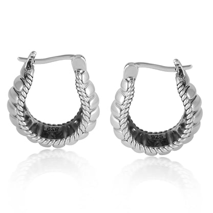 EXCLUSIVELY OURS! Sterling Silver Chunky Textured Rope Edge Huggie Hoop Earrings