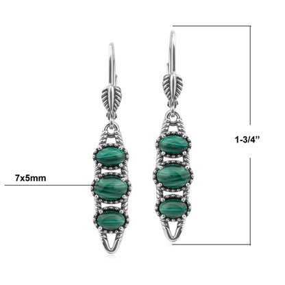 EXCLUSIVELY OURS! Sterling Silver Malachite Friendship Lever Back Dangle Earrings