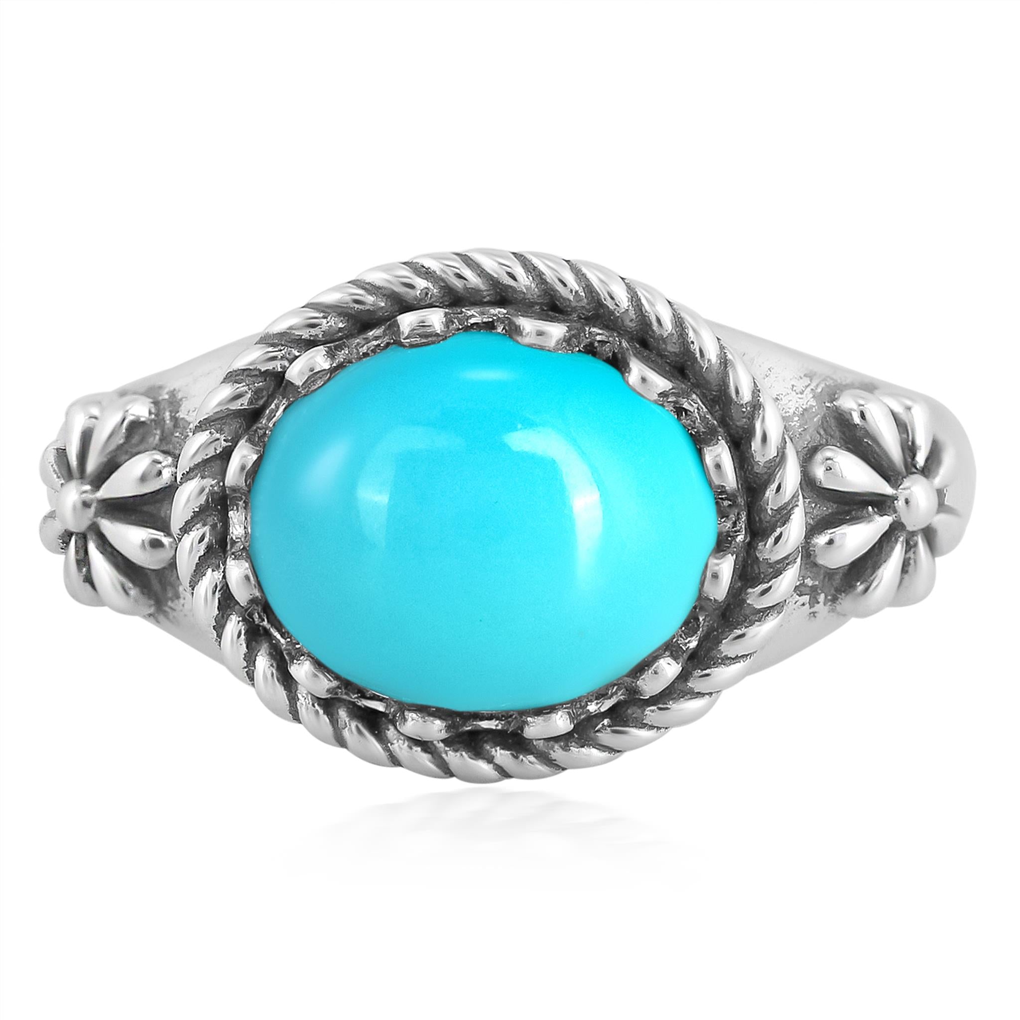 Sterling Silver Sleeping Beauty Turquoise East West Ring, Sizes 5 to 1 ...