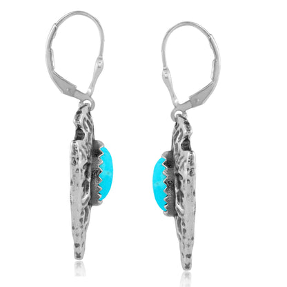 EXCLUSIVELY OURS! Sterling Silver Kingman Turquoise Fritz Casuse Arrowhead Lever Back Earrings