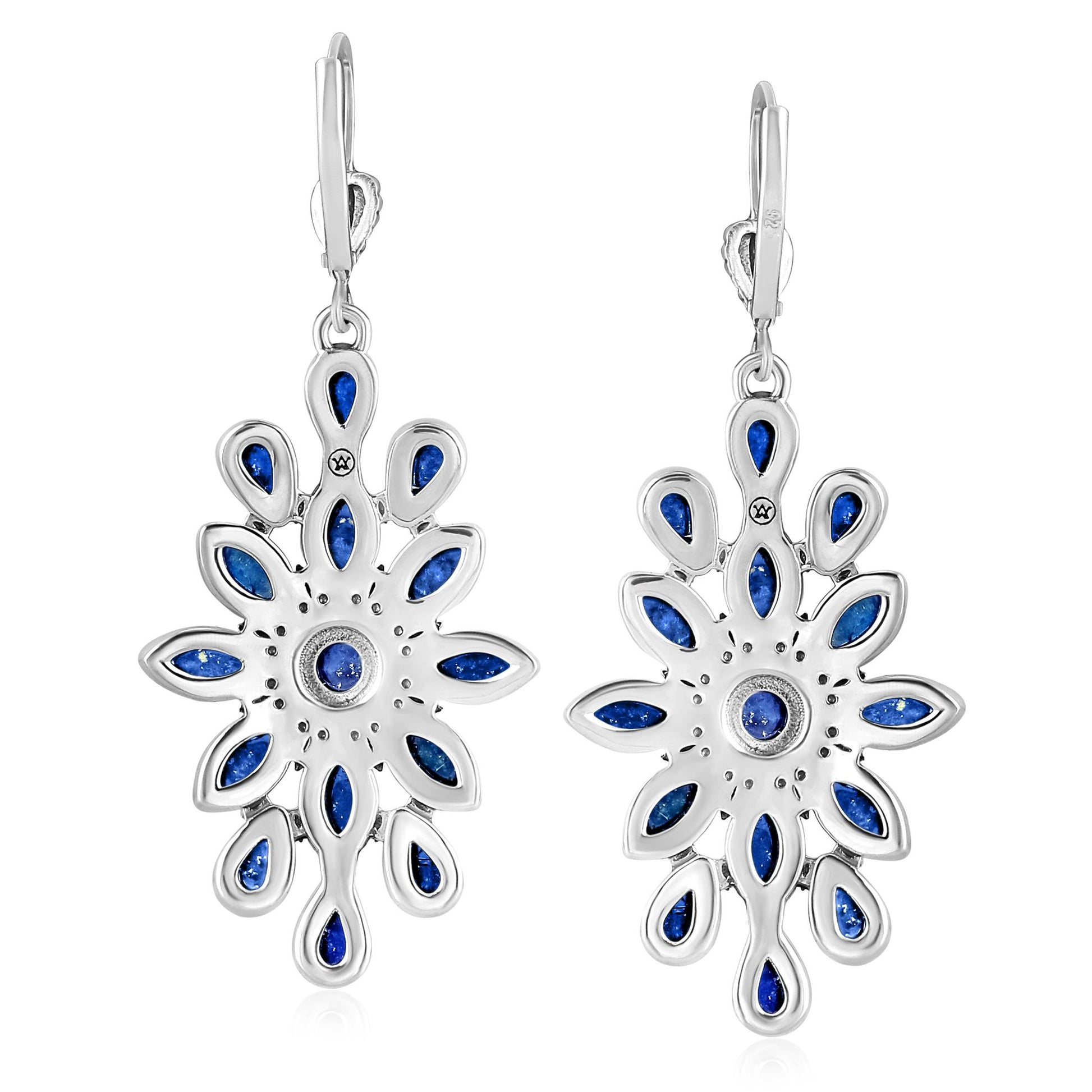 EXCLUSIVELY OURS! Sterling Silver Lapis Cluster Dangle Earrings