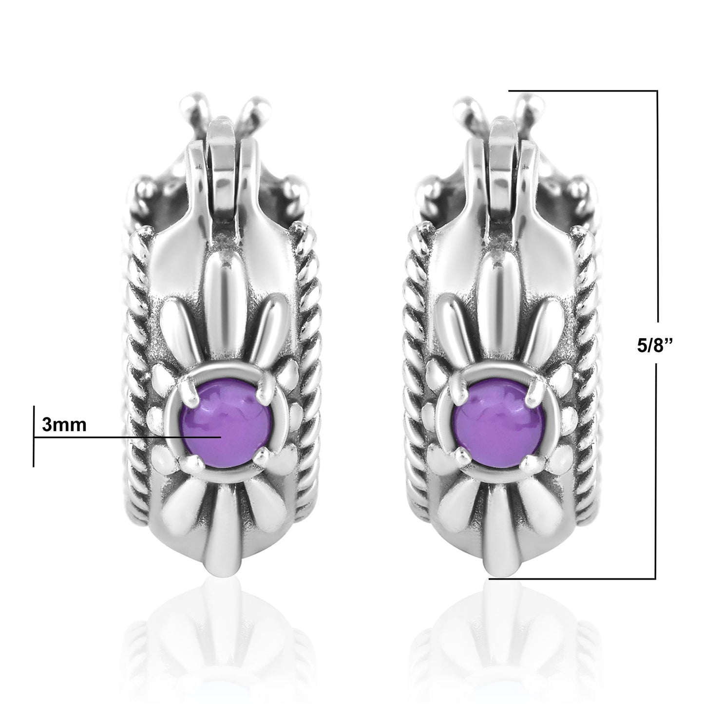 EXCLUSIVELY OURS! Sterling Silver Phosphosiderite Rope and Flower Design Hoop Earrings