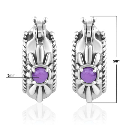 EXCLUSIVELY OURS! Sterling Silver Phosphosiderite Rope and Flower Design Hoop Earrings